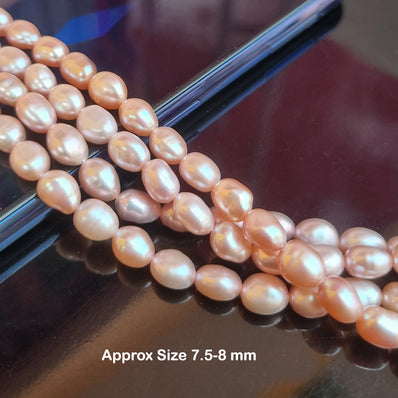 7.5-8 MM SIZE FRESH WATER REAL PEARL SOLD PER LINE 14" ~ 14.5" (APPROX BEADS 52-54)