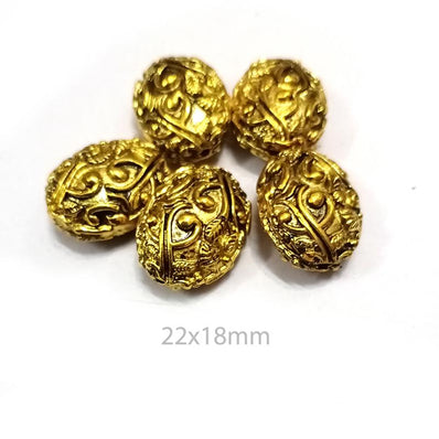 5 Pcs Pack Larger Size Filigree Handmade Beads