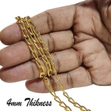 3 Meters Pack Jewellery Making Chain  for men girl women in size approx 4mm thickness Gold Plated