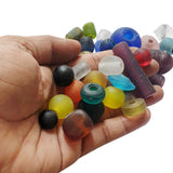 500 Gram Pack Large Colorful Matt Dull Finish  multi Glass Beads Size approx 14~30mm mixed