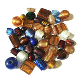 500 Gram Pack Large Silver Foil Fancy shiny finish plain multi Glass Beads Size approx 14~30mm mixed