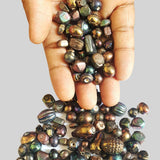 250 Gram Pack Rainbow AB Luster finish Black Color  handmade multi shape Glass Beads