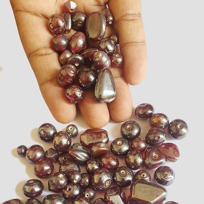 250 Gram Pack Rainbow AB Luster finish Dark Red Red opaque and transparent Color handmade multi shape Glass Beads