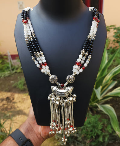 Black Onyx and Moonstone Vintage Boho Tribal Necklace Sold by Per Piece Pack