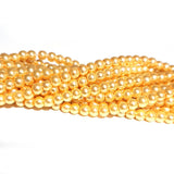 2 Strand 4 MM GOLDEN YELLOW GLASS PEARL BEADS