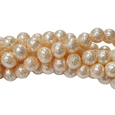 Per Strand, Approx 110 Beads, Size 8mm Sugared Glass Pearl Beads Fancy