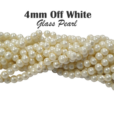 2 Line each approx 190 Beads total approx 750~760 Beads 4mm off white glass pearl beads