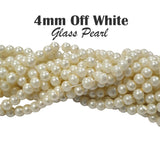 4 Line each approx 190 Beads total approx 750~760 Beads 4mm off white glass pearl beads