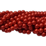 2 LONG STRAND/LINE 6MM Red COLOR GLASS PEARL BEADS FOR JEWELRY MAKING