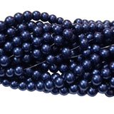 2 LONG STRAND/LINE 6MM Bluish Black COLOR GLASS PEARL BEADS FOR JEWELRY MAKING