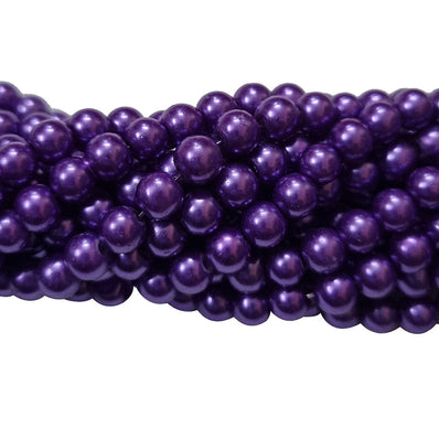 2 LONG STRAND/LINE 6MM Purple COLOR GLASS PEARL BEADS FOR JEWELRY MAKING