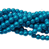 2 LONG STRAND/LINE 6MM Turquoise blue COLOR GLASS PEARL BEADS FOR JEWELRY MAKING