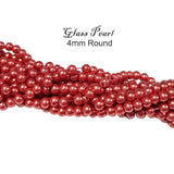 4mm Round, GLASS PEARL ROUND BEAD STRANDS HIGH QUALITY TRIPLE QUOTED , APPROX 210 PCS, (Long STRANDS LINE)  APPROX 32 INCHES