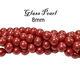 8mm Round, GLASS PEARL ROUND BEAD STRANDS HIGH QUALITY TRIPLE QUOTED , APPROX 114 PCS, (Long STRANDS LINE) APPROX 32 INCHES