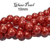 10mm Round, HIGH QUALITY TRIPLE COATED GLASS PEARL BEADS LCD FOR JEWELRY MAKING SOLD PER STRAND ABOUT 30~32 INCHES APPROX 80 BEADS