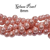 8mm Round, GLASS PEARL ROUND BEAD STRANDS HIGH QUALITY TRIPLE QUOTED , APPROX 114 PCS, (Long STRANDS LINE) APPROX 32 INCHES