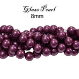 8mm Round, GLASS PEARL ROUND BEAD STRANDS HIGH QUALITY TRIPLE QUOTED , APPROX 114 PCS, (Long STRANDS LINE) APPROX 32 INCHES