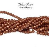 4mm Round, GLASS PEARL ROUND BEAD STRANDS HIGH QUALITY TRIPLE QUOTED , APPROX 210 PCS, (Long STRANDS LINE)  APPROX 32 INCHES