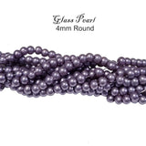 4mm Round, GLASS PEARL ROUND BEAD STRANDS HIGH QUALITY TRIPLE QUOTED , APPROX 210 PCS, (Long STRANDS LINE)  APPROX 32 INCHES