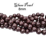 8mm Round, GLASS PEARL ROUND BEAD STRANDS HIGH QUALITY TRIPLE QUOTED , APPROX 114 PCS, (Long STRANDS LINE) APPROX 32 INCHES