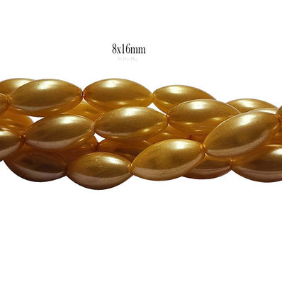 Loose Glass Pearl Beads Oval Shape, in size 8x16mm, Sold Per 27 Beads, it will come about 16 inches while stringing