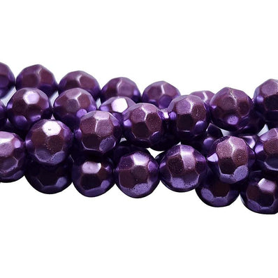 8mm Loose Glass Pearl Beads Round Faceted Shape, Sold Per 50 Beads, it will come about 16 inches while stringing