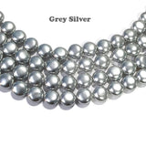 Silver Gray PER STRAND 10 MM ROUND SHELL PEARL A GRADE HIGH LUSTER PEARLS APPROX 40~42 BEADS