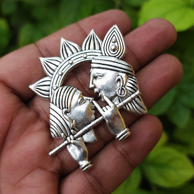 2 PIECES PACK' 55 MM' SILVER OXIDIZED' GERMAN SILVER PENDANT USED IN DIY JEWELLERY MAKING