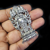 2 Pieces Pkg.Lakshmi German Silver Large Ethnic Oxidized Pendants