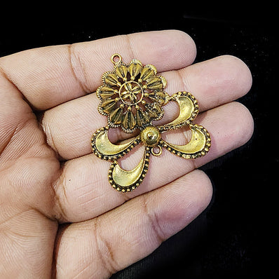 3 Pieces Pkg.German Silver Large Ethnic Oxidized Pendants