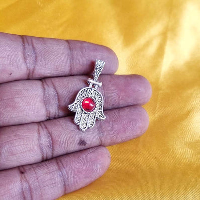 Silver Oxidized 10 PCS PACK/ HAMSA HAND FATIMA ZINC ALLOY METERIAL JEWELRY MAKING CHARMS Size 13x33mm