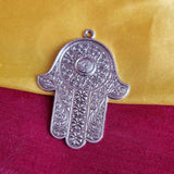 Silver Oxidized 10 PCS PACK/ HAMSA HAND FATIMA ZINC ALLOY METERIAL JEWELRY MAKING CHARMS Size 38x50mm