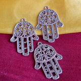 Silver Oxidized 10 PCS PACK/ HAMSA HAND FATIMA ZINC ALLOY METERIAL JEWELRY MAKING CHARMS Size 20x35mm