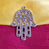 Silver Oxidized 10 PCS PACK/ HAMSA HAND FATIMA ZINC ALLOY METERIAL JEWELRY MAKING CHARMS Size 30x54mm