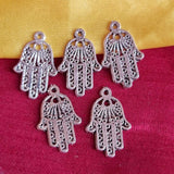 Silver Oxidized 10 PCS PACK/ HAMSA HAND FATIMA ZINC ALLOY METERIAL JEWELRY MAKING CHARMS Size 15x25mm