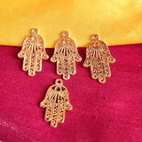 Gold Shiny 10 PCS PACK/ HAMSA HAND FATIMA ZINC ALLOY METERIAL JEWELRY MAKING CHARMS Size 16x25mm