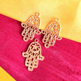 Gold Shiny 10 PCS PACK/ HAMSA HAND FATIMA ZINC ALLOY METERIAL JEWELRY MAKING CHARMS Size 19x22mm