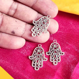 Silver Oxidized 10 PCS PACK/ HAMSA HAND FATIMA ZINC ALLOY METERIAL JEWELRY MAKING CHARMS Size 19x22mm