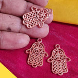 Rose Gold Plated 10 PCS PACK/ HAMSA HAND FATIMA ZINC ALLOY METERIAL JEWELRY MAKING CHARMS Size 21x29mm