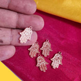 Rose Gold Plated 10 PCS PACK/ HAMSA HAND FATIMA ZINC ALLOY METERIAL JEWELRY MAKING CHARMS Size 13x19mm
