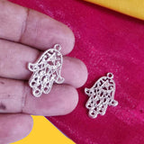 Silver Shiny 10 PCS PACK/ HAMSA HAND FATIMA ZINC ALLOY METERIAL JEWELRY MAKING CHARMS Size 19x22mm