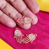 Rose Gold Plated 10 PCS PACK/ HAMSA HAND FATIMA ZINC ALLOY METERIAL JEWELRY MAKING CHARMS Size 16x25mm