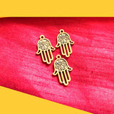 Gold Oxidized 10 PCS PACK/ HAMSA HAND FATIMA ZINC ALLOY METERIAL JEWELRY MAKING CHARMS Size 16x25mm