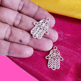 Silver Plated 10 PCS PACK/ HAMSA HAND FATIMA ZINC ALLOY METERIAL JEWELRY MAKING CHARMS Size 21x29mm