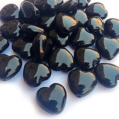 10 PIECES PACK' 15 MM APPROX' HANDMADE HEART SHAPED GLASS BEADS