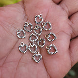 30 PIECES PACK' SILVER OXIDIZED HEART CHARMS' 9x11 MM USED DIY JEWELLERY MAKING