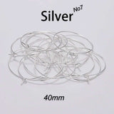 20 Pairs (40 Pcs)  approx 40mm Silver Color Hoops Earrings Big Circle Ear Hoops Earrings Wires For DIY Jewelry Making Supplies