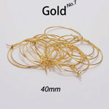 20 Pairs (40 Pcs)  approx 40mm Gold Color Hoops Earrings Big Circle Ear Hoops Earrings Wires For DIY Jewelry Making Supplies