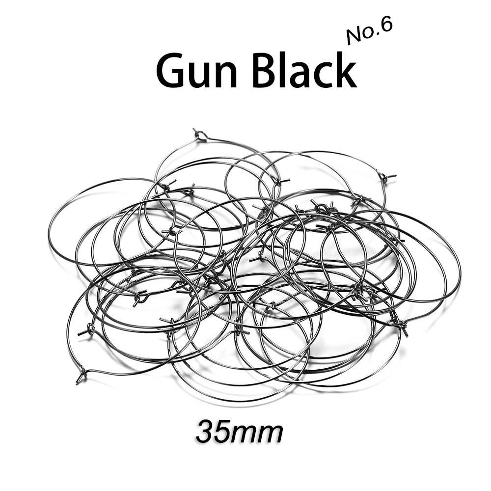 20 Pairs (40 Pcs)  approx 35mm  Gunmetal Black Color Hoops Earrings Big Circle Ear Hoops Earrings Wires For DIY Jewelry Making Supplies