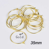 20 Pairs (40 Pcs)  approx 35mm  Gold  Color Hoops Earrings Big Circle Ear Hoops Earrings Wires For DIY Jewelry Making Supplies